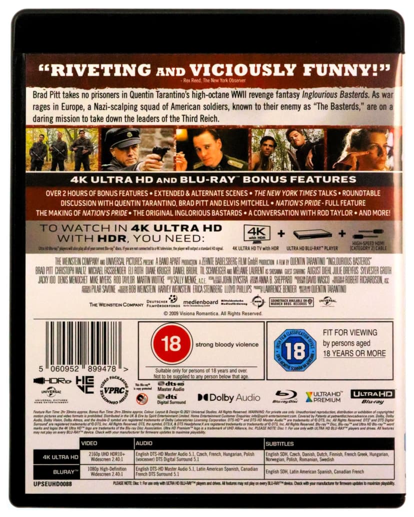 Inglourious Basterds [4K Ultra HD + Blu-Ray] [Region B] - 2