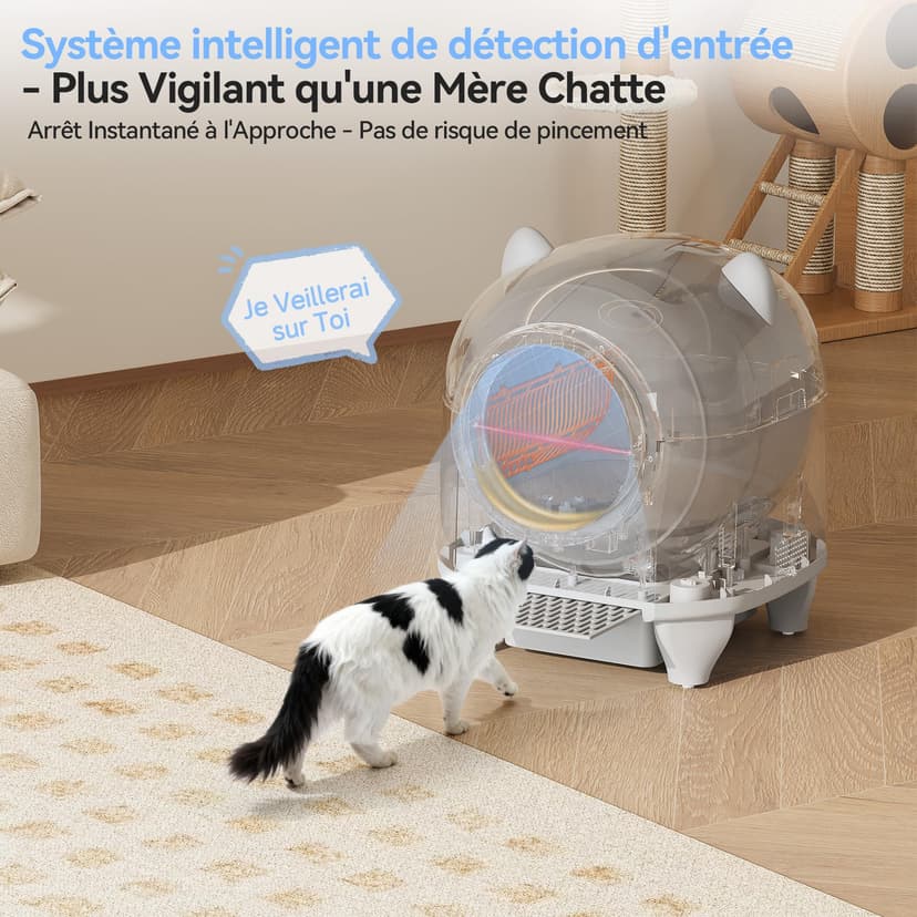 Devoko Self-Cleaning Pet Litter Box with Cute Cat Ears, Automatic XXL Enclosed Tray, Remote Control, Large Space, Safety & Odour Control, 90L Electric Litter Box for Multiple Cats - 4