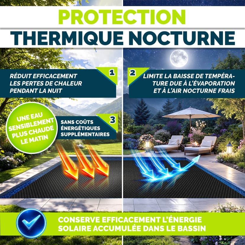 tillvex Elite Pool Solar Foil 400 µm Rectangular 549 x 274 cm Premium Solar Tarpaulin ProHeat QB4 Heat Tarpaulin Can Be Cut to Size Solar Cover Pool Heating for Water Heating - 8