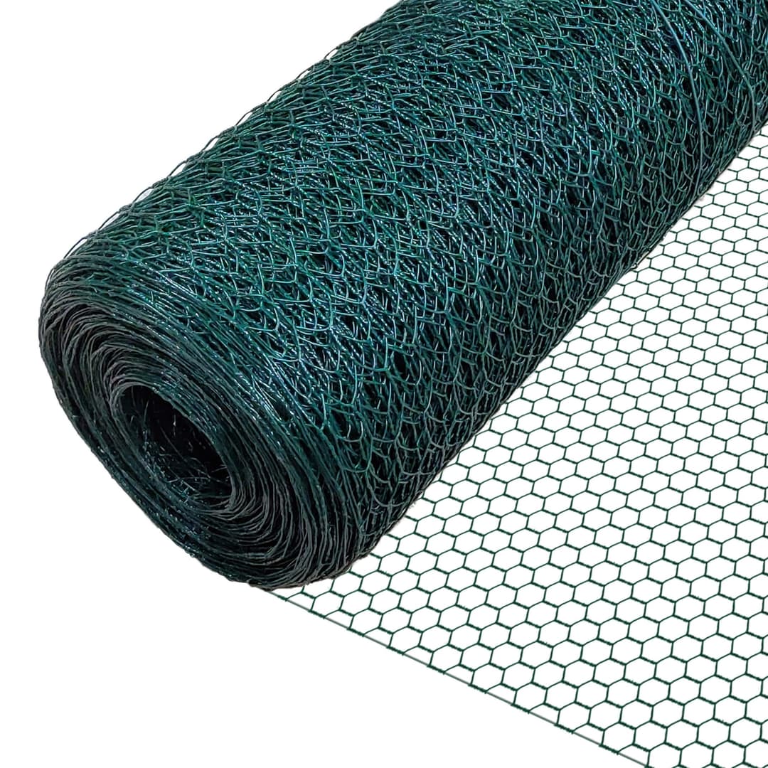 VOUNOT® Grillage a Poule en PVC Gaine Vert 1x25m Maille 2…