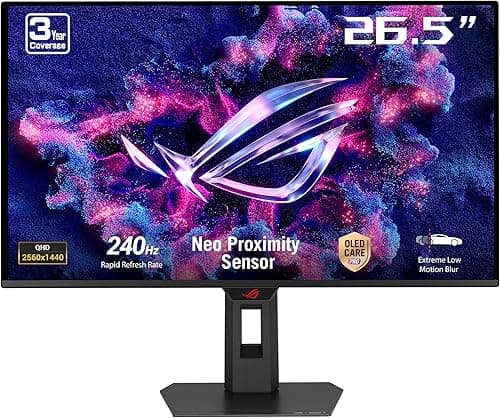 ASUS ROG Strix OLED XG27AQDMES gaming monitor ― 27-inch (26.5-inch viewable) 1440p 240 Hz, 0.03ms, Care Pro, ELMB, G-SYNC® compatible, 99% DCI-P3, and DisplayWidget Center