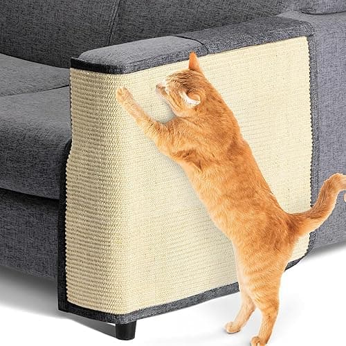 Navaris Tapis griffoir Chat - Protection côté Gauche canapé Meuble Sol Mur - Tapis en sisal et Lin 50 x 70 cm adapté pour Chaton Chien