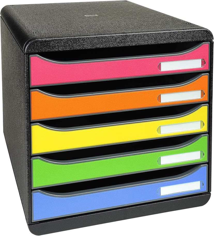 Exacompta 309798D Cassettiera BIG-BOX PLUS IDERAMA, 5 cassetti aperti per formato fino a 24x32cm, Dimensioni (LxAxP) 27.8x27.1x34.7cm - 1