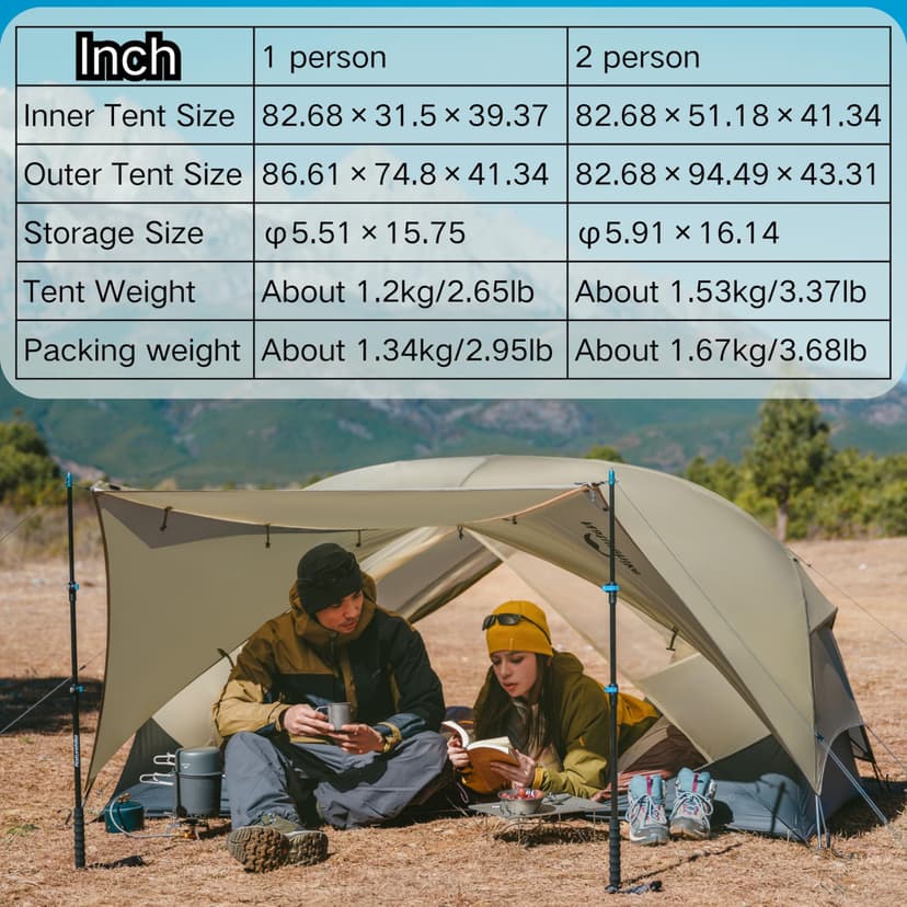 Naturehike Mongar UL Tent [2025 Upgrade] 1.5kg/3.3lb Ultralight Tents,1/2 Person Backpacking Tent,4 modes of use, Waterproof,Hiking tents for Camping with Front Porch,Easy Set up (Grey, 2 person) - 4
