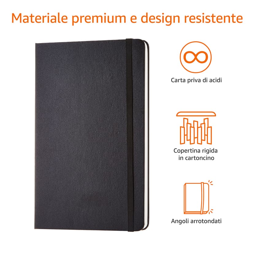 Amazon Basics Classic Notebook, A5, Plain, Black - 4