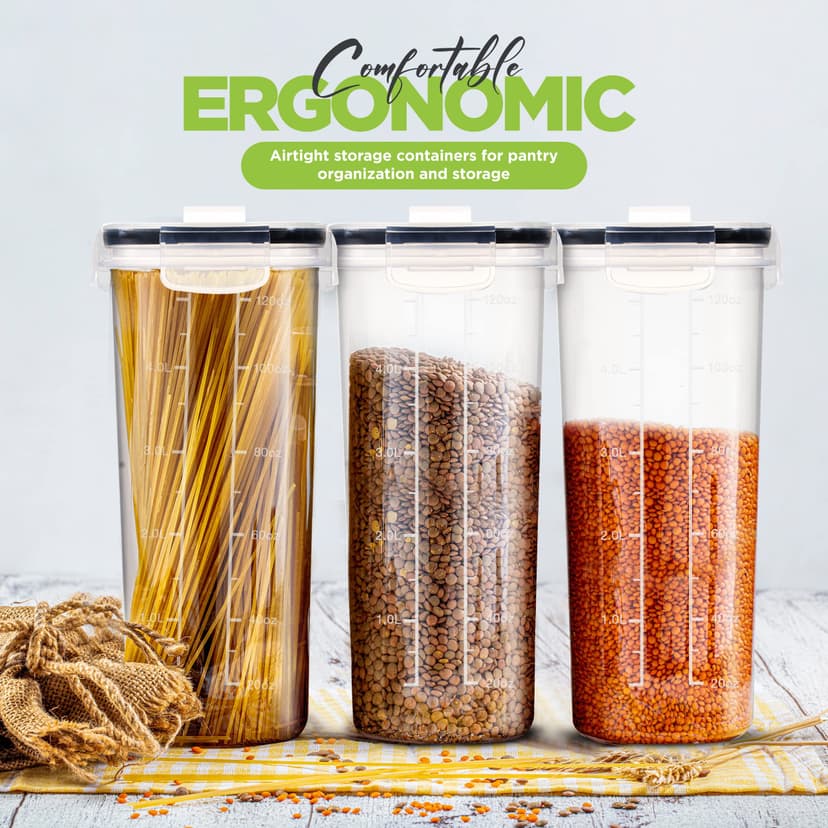 KICHLY Cereal & Dry Food Storage Container (Set of 6) – BPA Free Plastic – Airtight Kitchen Storage Containers – Cereal Dispenser for Kitchen & Pantry - 7