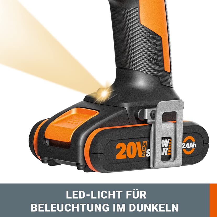 WORX - Cordless Impact Drill 20V - 50Nm - φ13mm - WX370.9 (Delivered Without Battery or Charger, with Double end) - 6