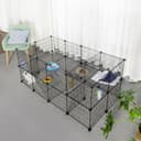 SONGMICS Clôture pour Animaux Domestiques, 2 Niveaux, Enclos Modulable, pour Petits Animaux, Hamsters, Lapins, Cochon d’Inde, Panneaux Grillagés, Usage Intérieur, 143 x 73 x 71 cm, Noir LPI02H - 3