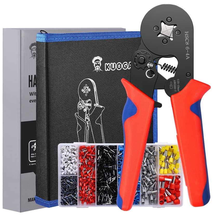 Crimping Pliers Set with 1200 Ferrules - Self-Adjusting Ferrules for All Cross Sections from 0.25 to 10 mm² | Your Complete Wire End Ferrules Set & Crimping Pliers Set - 1