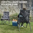 EVER ADVANCED Chaise de camping pliable avec dossier réglable en 4 positions jusqu'à 150 KG Chaise pliante 6 cm d'épaisseur Rembourrée avec poche latérale Porte-boissons Chaise de jardin avec dossier - 8