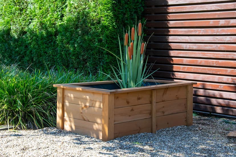 Dobar 29246FSCe Étang de Jardin en Bois Robuste pour Terrasse, Balcon - Bassin Avec Bâche de Protection 120 x 72 x 42 cm - 5