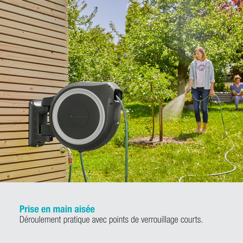 Gardena Wall-Mounted Hose Box Rollup L (White) 30 m: Versatile Watering System for Large Gardens, Swivel Hose Box, Including 30 m Gardena Hose and mounting kit (18627-20) - 4