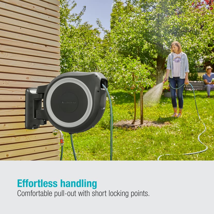 Gardena Wall-Mounted Hose Box Rollup L (White) 30 m: Versatile Watering System for Large Gardens, Swivel Hose Box, Including 30 m Gardena Hose and mounting kit (18627-20) - 4