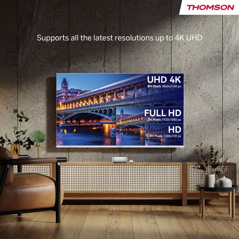 Thomson Streaming Box 240UK, 4K UHD, Google TV, Google Cast, Google Voice Control, Wifi, Bluetooth, Dolby Atmos, HDR10 - 4