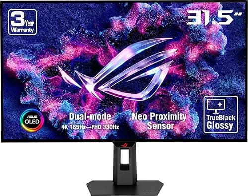 ASUS ROG Strix OLED XG32UCWG monitor - 32-inch 4K TrueBlack Glossy OLED, dual mode (4K@165Hz, FHD@330Hz), 0.03ms, heatsink, Neo Proximity Sensor, VESA DisplayHDR 400 True Black, USB-C