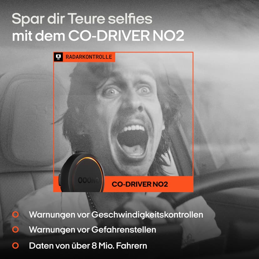 OOONO Co-Driver NO2 – Détecteur de radars avec alertes de radars de Section, de Vitesse et Dangers de la Route – sans Abonnement, Installation Facile, Alertes en Temps Réel, Longue Autonomie - 2