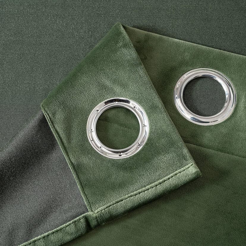 MIULEE Olive Green Velvet Curtains for Bedroom 2 Panel Set 96 Inch Drop Curtains, Soft Elegent Home Decor Velvet Curtain Living Room, Sun Blocking Room Darkening Thermal Eyelet Curtain 55x96 Inch - 7