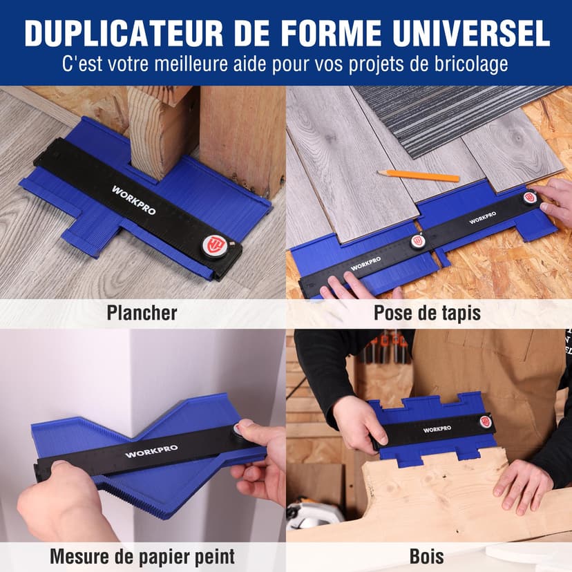 WORKPRO Jauge de Contour Connectable 25+25 cm, Duplicateur de Profil avec Verrouillage, Copie Précise des Formes Irrégulières, Outil de Traçage pour Menuiserie, Parquet, Moquette et Carrelage - 7