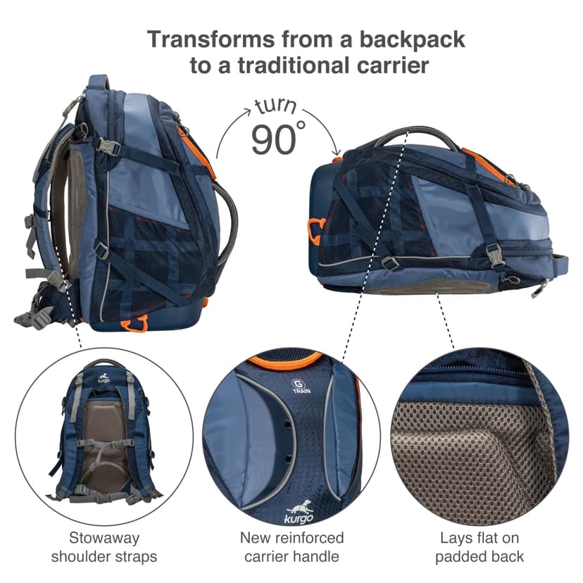 Kurgo G-Train Dog Carrier Backpack - Comfortable Travel Bag for Pets Up to 11 kg - Waterproof Bottom - Multi-Compartment Pack - Dog Hiking Gear - Rugged Adventure Backpack - Navy Blue - 4