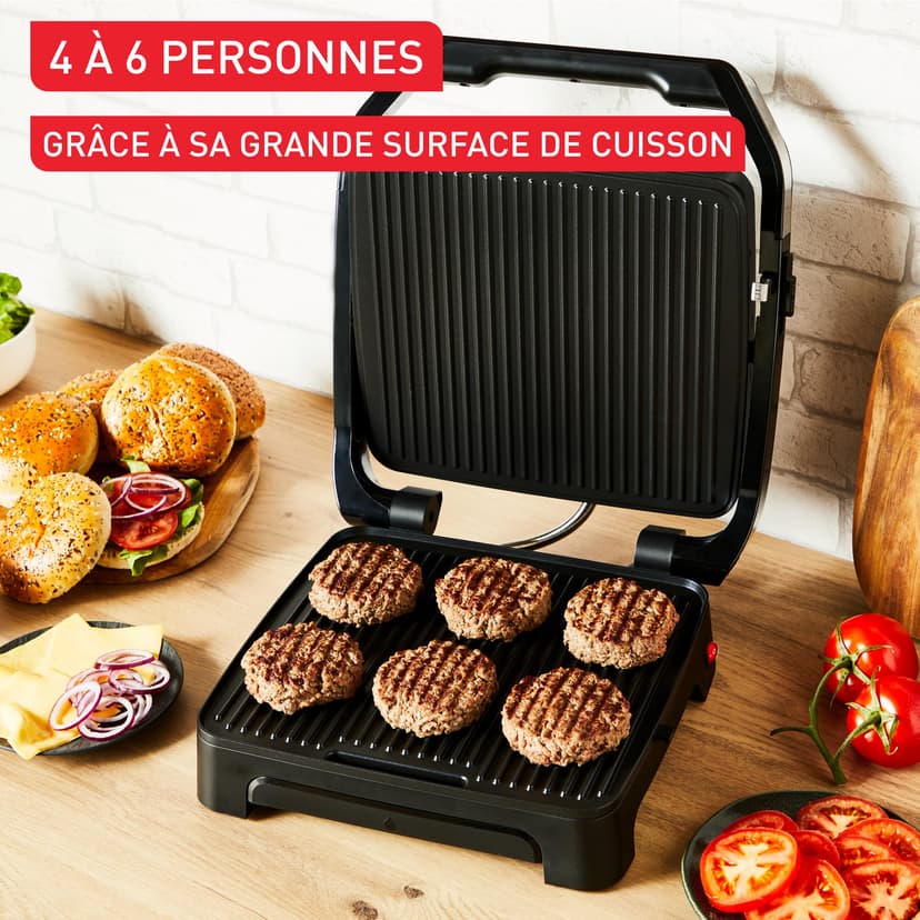 Tefal Inicio, Gril et machine à panini, Chauffe rapide: 2000W, Plaques de cuisson antiadhésives, Grande surface de cuisson, Noir, Inicio, GC271810 - 5