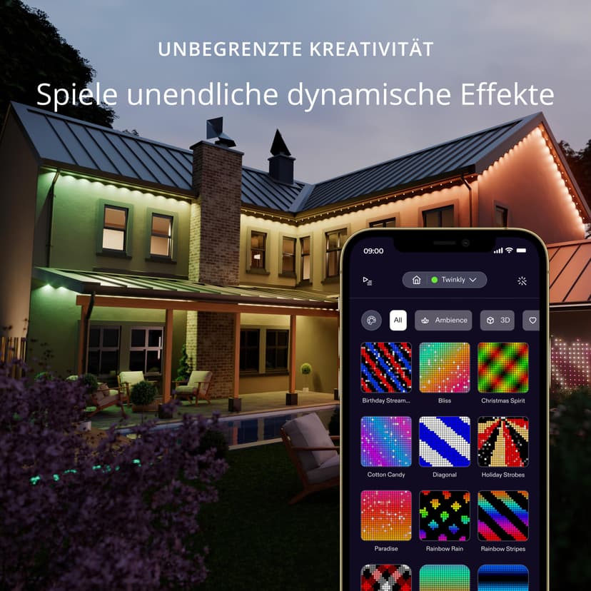 Twinkly Permanent Light - 72 RGB LED String, White Wire, Plug F - 4