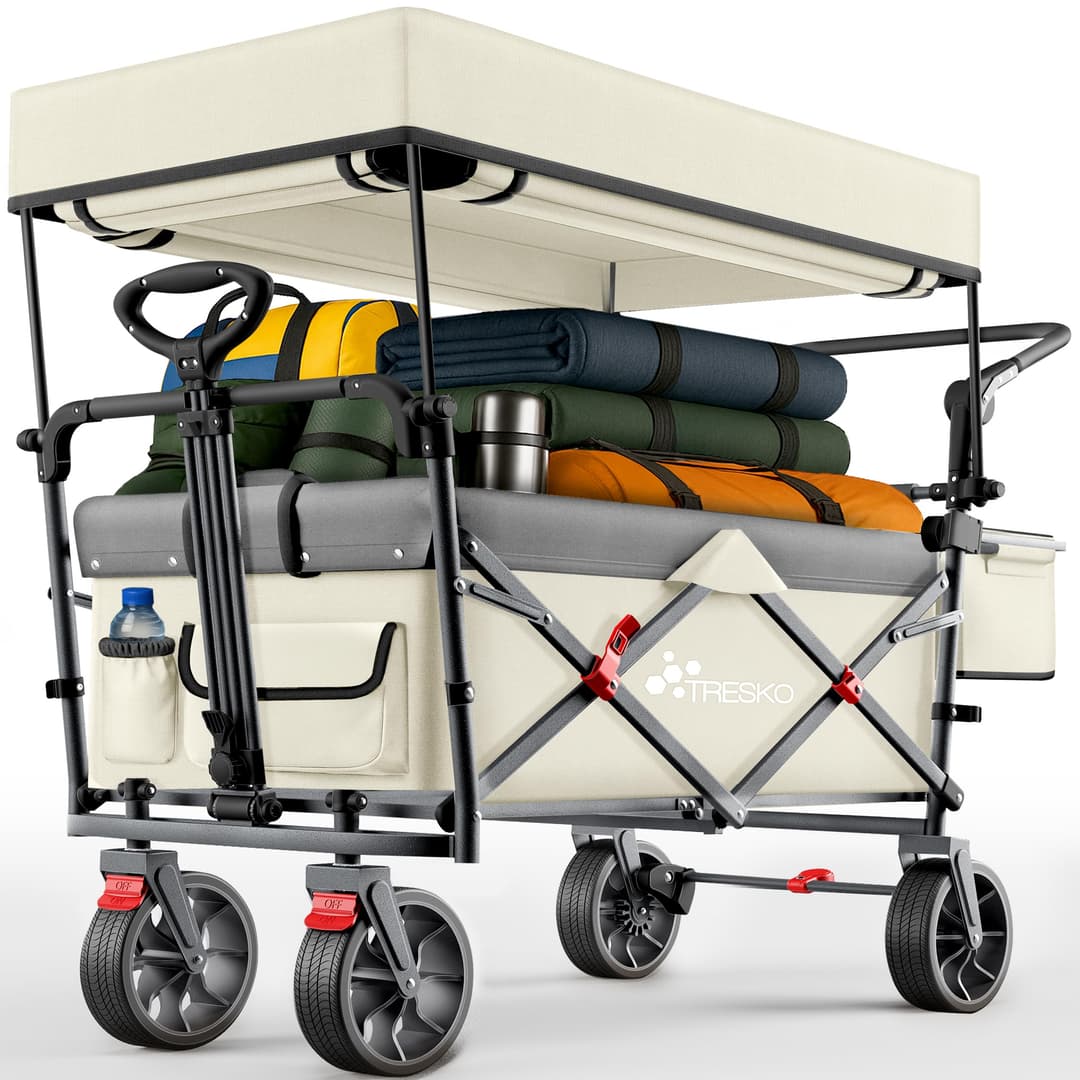 TRESKO® Handcart Foldable with Roof, Cooling Compartment …