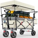 TRESKO® Handcart Foldable with Roof, Cooling Compartment and Side Roller Blinds | Hand Trolley Max. Load 150 kg | Transport Trolley with Solid Rubber Tyres & Parking Brakes (Front & Rear) and 3-Point - 1