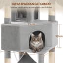 Fobyfurny Large Cat Tree, 220cm Cat Climbing Frame with Large Cave, 3 Top Perches, 8 Sisal Posts, Hammock, Baskets, Grooming Post, Thick Sisal Rope, Play Towers & Trees for Cats, Light Grey FPMS011FG1 - 4