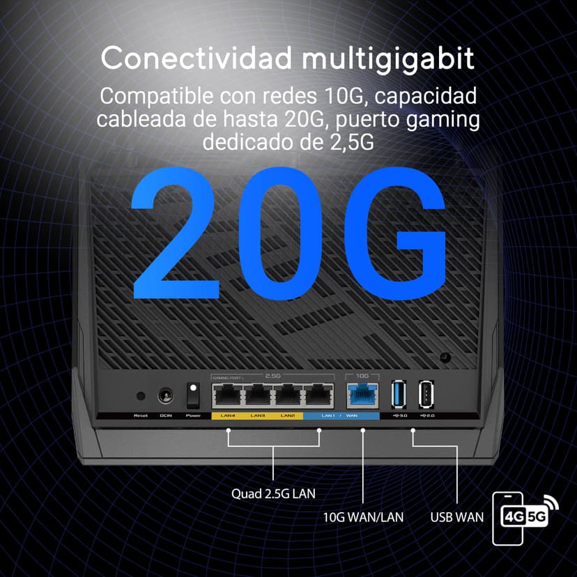 ASUS RT-BE86U - Routeur Wi-FI 7 Extensible - Double Bande BE6800, 4096-QAM, MLO, AI WAN Detection, AiMesh, Abonnement Gratuit à la sécurité réseau,VPNs - 4