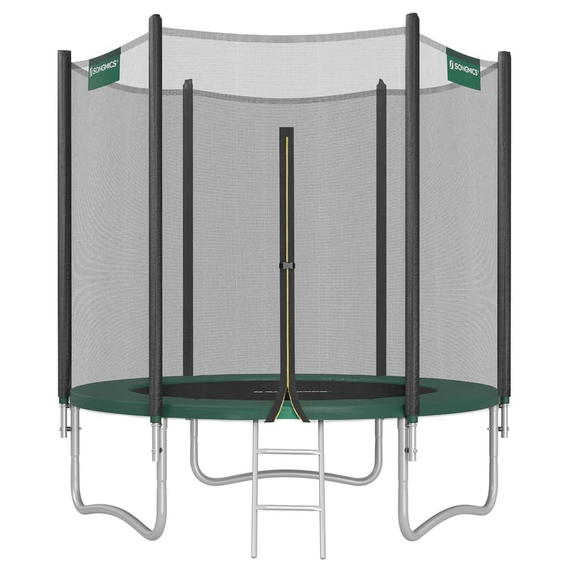 SONGMICS Trampoline Extérieur Enfant Diamètre 183 cm, Filet de Protection Externe, Coussins de Sécurité, Échelle, Poteau Droit de 180 cm de Haut, Cadre en Acier, Noir et Vert STR061C01 - 1