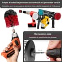 Brosse Nettoyage perceuse sans Fil [Poils Souples et durs]. Nettoie Vite Voiture, Tissus, Jantes, Salle de Bain - Kit Brosse Nettoyage Voiture - Drill Brush - 4