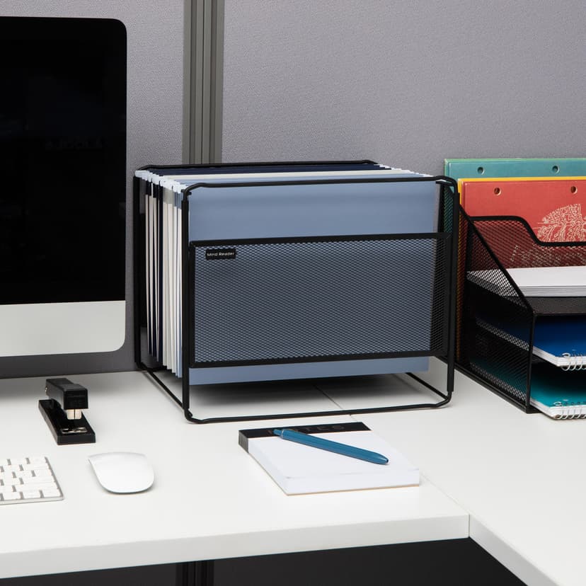 Mind Reader, portadocumenti da appendere, organizer da scrivania, per riporre oggetti, ufficio, rete metallica, 13" L x 9,75" L x 10,25" H, nero - 2