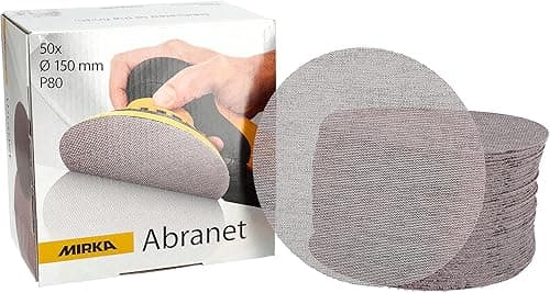 Mirka Abranet net sanding disc Ø 150 mm Hook & loop/Grit P80 / 50 pcs/for sanding wood, walls, metal, aluminium, stainless steel, filler, varnish, plastic / 5424105080