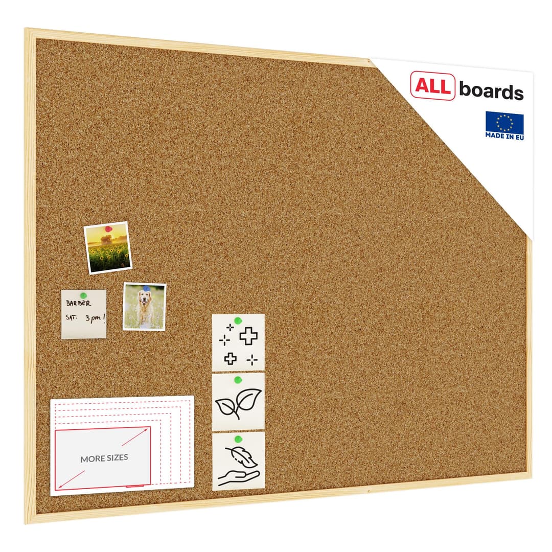 ALLboards Cork Board with Wooden Frame 120x90cm(1200x900mm), Corkboard Bulletin Board Notice Board
