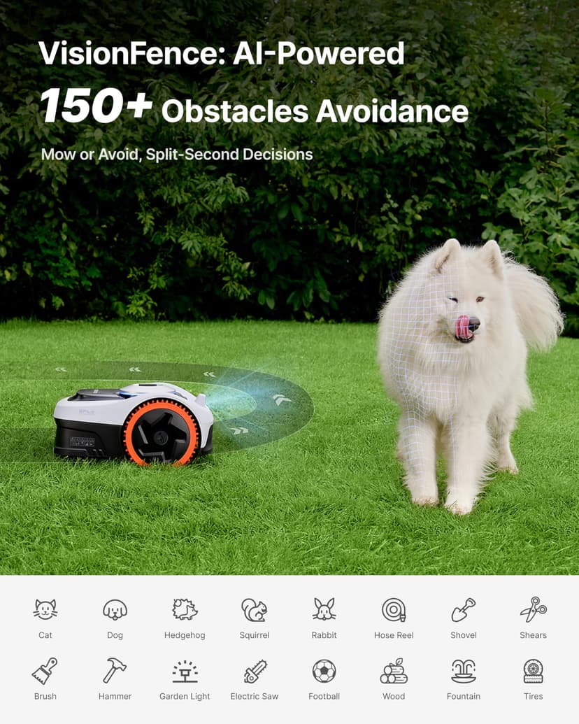 Segway Navimow i205 AWD Robot Lawn Mower without Boundary for 500 m², w/Garage S, All-Wheel-Drive for 45% Slopes, EFLS NRTK + Vision, Auto Mapping, No RTK Antenna Required (Ship Separately) - 6
