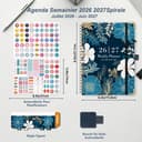NEYSA Diary 2026 2027 Week to View - A5 Academic Diary July 2026 - June 2027 (12 Months) Planner with Self-adhesive pen loop, Ruler Bookmark & Stickers - 2