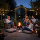 Relaxdays Cheminée de terrasse, avec Pare-étincelle, avec Grille et tisonnier, HxD : 120 x 47 cm, braséro Jardin, Noir - 2