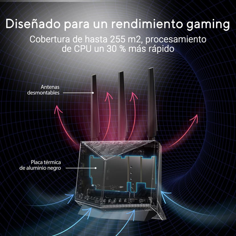 ASUS RT-BE86U - Routeur Wi-FI 7 Extensible - Double Bande BE6800, 4096-QAM, MLO, AI WAN Detection, AiMesh, Abonnement Gratuit à la sécurité réseau,VPNs - 5