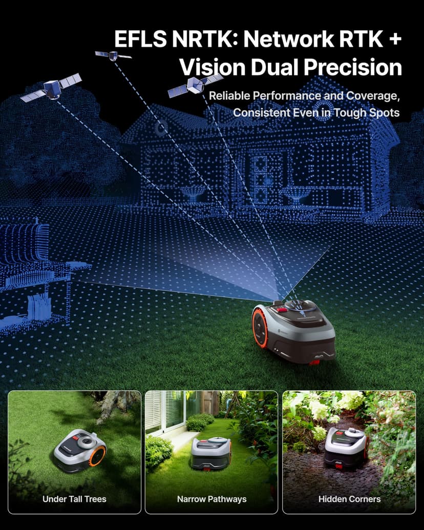 Segway Navimow i205 AWD Robot Lawn Mower without Boundary for 500 m², w/Garage S, All-Wheel-Drive for 45% Slopes, EFLS NRTK + Vision, Auto Mapping, No RTK Antenna Required (Ship Separately) - 5