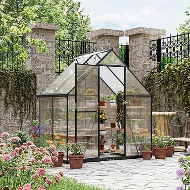 ALAULM 6 x 4ft Polycarbonate Greenhouse, Large Walk-in Ga…