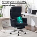 UEV Ergonomic Office Chair with Footrest up to 226 kg, Folding Armrests, Thick Seat Padding, Adjustable Headrest, Desk Chair for Tailor Seat, Computer Chair, Swivel Chair, Home Office, Black - 6