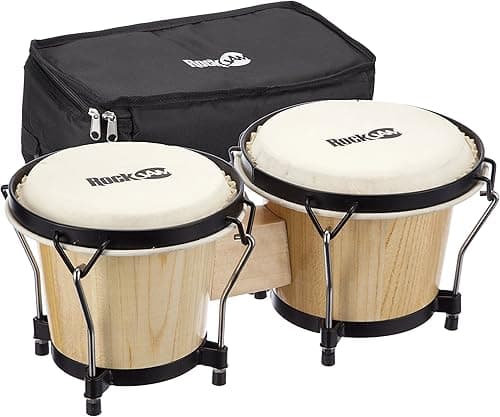 RockJam 7" and 8" Bongo Drum Set with Padded Bag and Tuning Key