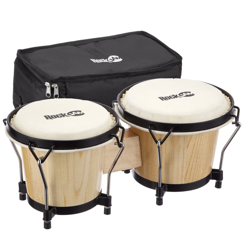 RockJam 7" and 8" Bongo Drum Set with Padded Bag and Tuning Key - 1