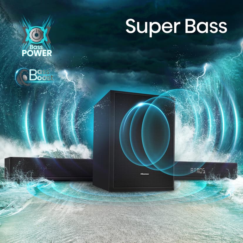 Hisense AX5125H 5.1.2 Channel 500W Dolby Atmos Soundbar with Wireless Subwoofer& Up Firing Speakers& Turly Wireless Rear Speakers - 9