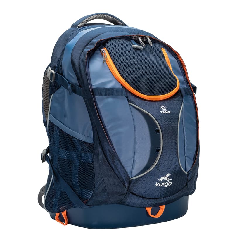 Kurgo G-Train Dog Carrier Backpack - Comfortable Travel Bag for Pets Up to 11 kg - Waterproof Bottom - Multi-Compartment Pack - Dog Hiking Gear - Rugged Adventure Backpack - Navy Blue - 1