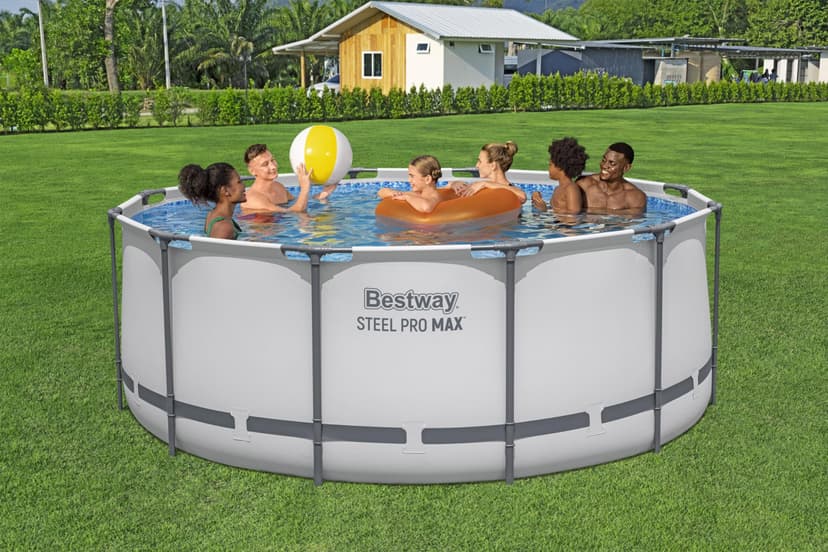 Bestway Steel Pro MAX Frame Pool Complete Set with Filter Pump, Diameter 366 x 122 cm, Light Grey, Round - 2
