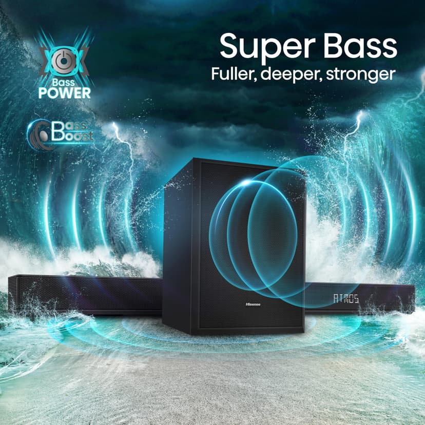 Hisense AX5125H 5.1.2 Channel 500W Dolby Atmos Soundbar with Wireless Subwoofer& Up Firing Speakers& Turly Wireless Rear Speakers - 7