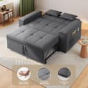 Xbro 2 Seater Convertible Sofa Bed 156 cm, Sofa with Storage and Adjustable Backrest 3 Positions, Compact Sofa for Living Room Studio Small Space, 156 x 74 x 84 cm (Dark Grey) - 6