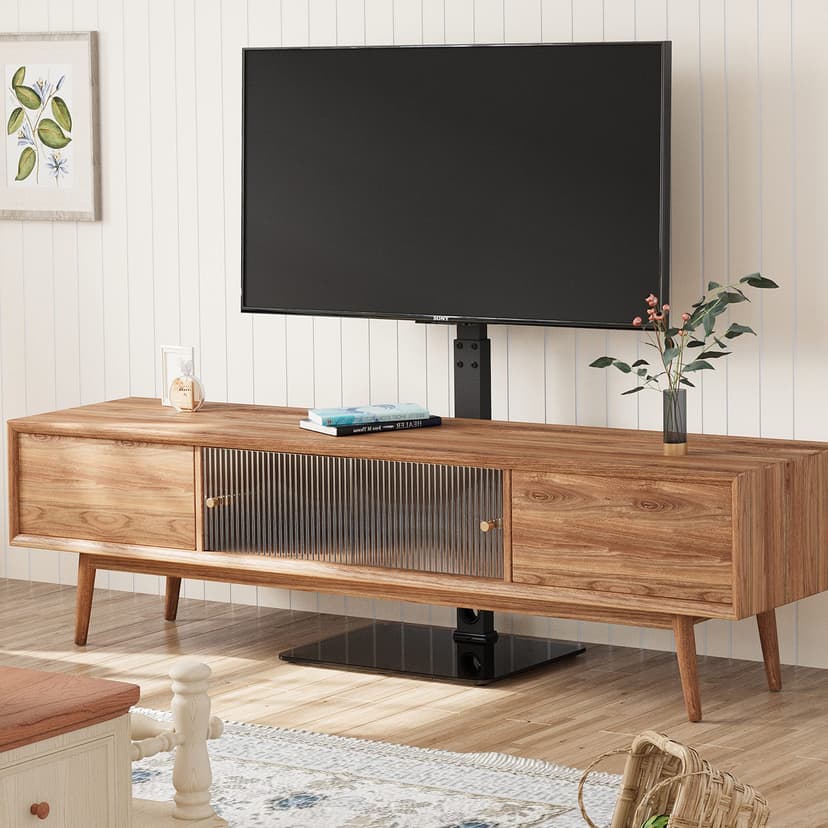 BONTEC TV Floor Stand for 30-70 Inch LED LCD OLED Flat Curved TVs, Height Adjustable Tall Swivel Standing TV Stand, Universal Freestanding Floor Standing TV Stand Base up to 40kg, Max VESA 600x400mm - 2