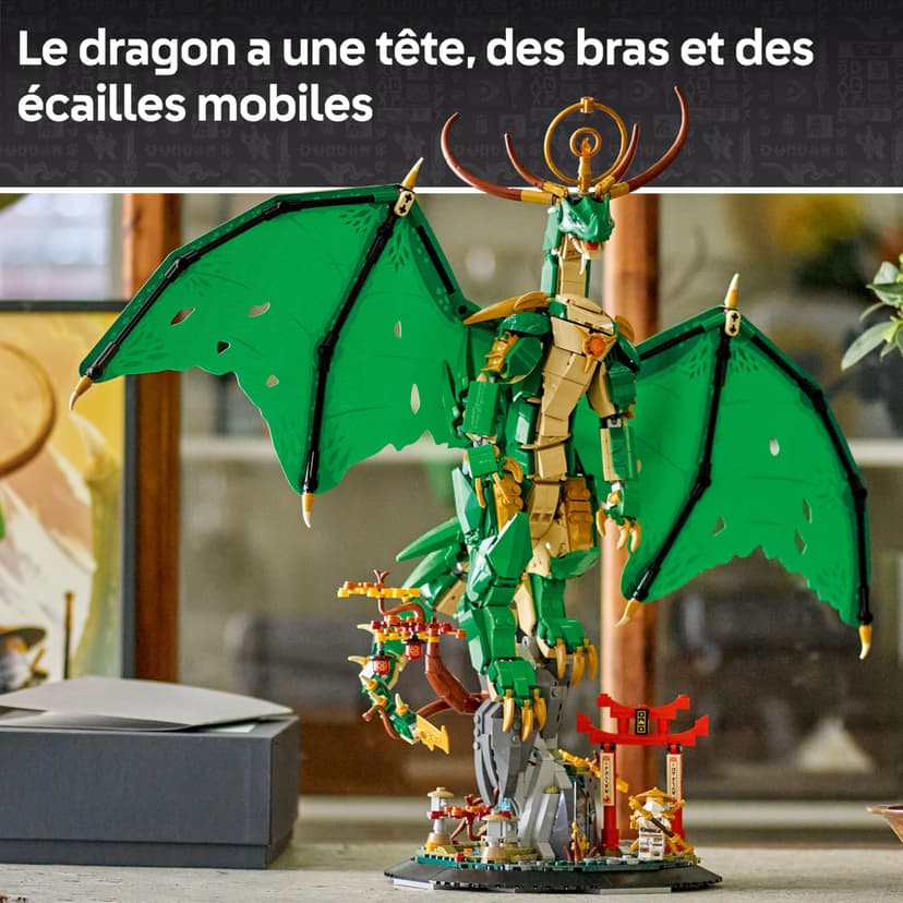 LEGO Ninjago Le Dragon Gardien - Maquette de Figurine de Dragon Articulée - Minifigurine de Maître WU & Présentoir Pittoresque Imitation Roche - Cadeau pour Garçon dès 14 Ans 71847 - 3